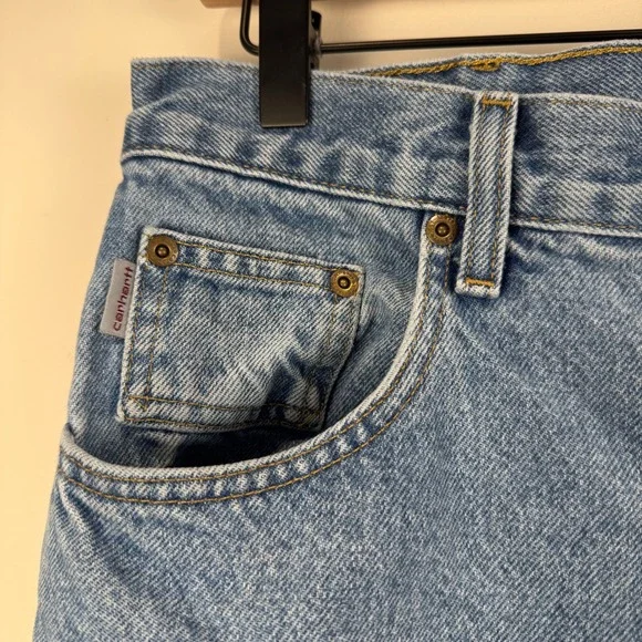 Vintage Carhartt Light Wash Straight Leg Denim Grunge Jeans Size 34x32
